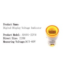 22mm 미니 작은 디지털 전압계 라운드 AC20-500V/DC5-60V 전압 테스터 미터 모니터 전원 LED 표시기 파일럿 램프 표시 등, DC VM Small Y