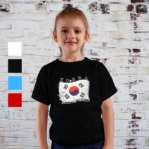 한국민예사 3D 입체발포 아동용 태권도 반팔 티셔츠 흰색 검정 하늘색 빨강