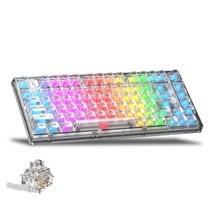 KEYXGSUL 75% 키보드 X75 핫스왑 가능 기계 키보드 82 키, 흰색, 염빙축