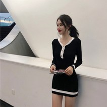 가바바 여성 원피스 당신의 숨겨진 라인을 찾아줄 브이넥 니트 데일리 미니원피스 G28375