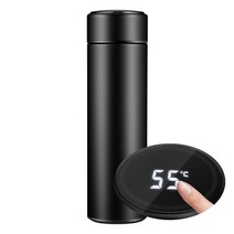 스마트 LED 텀블러 500ml 화이트 블랙 보온 보냉 스마트 터치 LED 온도 표시 차망 텀블러, 스마트 LED 텀블러 블랙 2개
