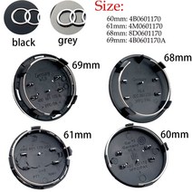 60mm 61mm 69mm 자동차 스타일링 휠 센터 캡 허브 커버 배지 아우디 A3 A4 A5 A6 A7 A8 S4 S6 액세서리 4 개입, [08] 61mm Black-4M0601170