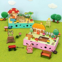 유아용 탐구능력향상 관찰일지기록 새싹키우기 나무 퍼즐 키우기세트 책상화분 씨앗, 버섯 알팔파, 1개