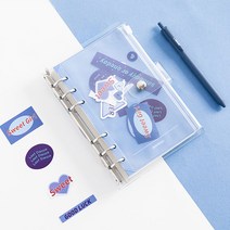 와우샵 컬러풀 6공 다이어리 세트 커버 속지 스티커 모음 A6 바인더, 컬러풀 6공 다이어리 세트 A6_블루