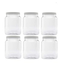 CLEARVIEW CONTAINERS | 예술 및 공예용 밀폐 식료품 저장실 용기 땅콩 버터 꿀 잼 가루 설탕 DIY 슬라임 커피(1 6L(57온스) 허니 병 6팩) 341660, 57 Ounce Honey Jar, 6 Pack