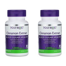 나트롤 (Natrol) 시나몬 계피 추출물 1000mg 혈당관리 영양제 2병 총 160개 알약, 80정, 2개