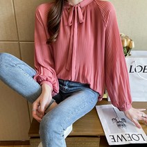 르브랑 리본 쉬폰 블라우스_RB1BL053