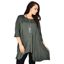 Dare2BStylish 여성용 플러스 사이즈 비대칭 피쉬테일 튜닉 탑 사이드 포켓 포함 튜닉 화이트., 1X-2X, Classic Gray