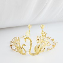 백조 왕관 공주 헤어밴드 남자왕관 크라운 티아라 생일 머리띠, 골드, 선물상자없음