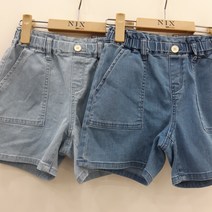 닉스키즈 여아)M/L톤 소프트 데님 컬러 워싱 페이퍼백 풀밴딩 FKQMDDH931M1