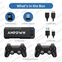 Ampown 비디오 게임 콘솔 무선 컨트롤러 4K HDMI 레트로 휴대용 에뮬레이터 PS1 N64 용 40000 개 이상의 GD20 GD10, 6.GD20 256G 70K Games