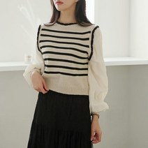 브이와이 [VY] 여자 벌룬긴팔 단가라조끼 코디 봄남방 블라우스, WSH8602_아이보리/FREE