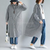 SAMARA 빅사이즈 체크 롱셔츠 BS02764#