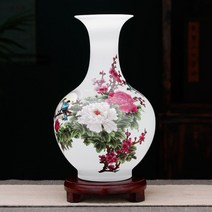 경덕진 도자기 작은 꽃병꽂이 인테리어 소품 청화자기 중국식 거실 부귀 죽건화 꽃꽂이, 설경천구병+나무받침