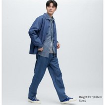 458368 유니클로 남성 와이드 핀턱 저지 팬츠