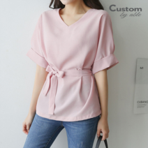 [커스텀에이블] 브이 가오리 벨티드 블라우스_C2304BL070B