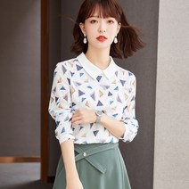봄철 뒤집는 상의 고급스러움이 시크하게 유행 감령 재미 프린트