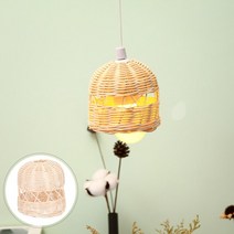 빈티지라탄전등갓 라탄조명 라탄전등갓 램프 그늘 전등갓 커버 등나무 펜던트 고리 버들 천장 직조 샹들, 01 Khaki