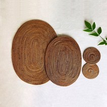 감성캠핑용품 홈카페 주방 소품용품 식탁 라탄 테이블 매트, L