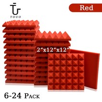 방음부스 어쿠스틱 폼 패널 61224 Pcs 벽 스튜디오 KTV 룸, 39.Red  Medium Density24 Pcs W