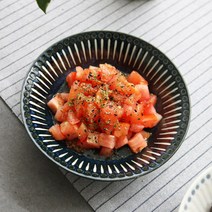 오반자이 엠보라인 찬기 17cm 일본 그릇 식기 북유럽도자기 볼접시 모던한그릇, 오반자이 엠보라인 찬기 17cm[딥블루]