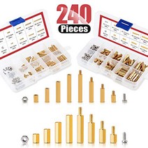 Hilitchi 240pcs M2 and M3 Brass Spacer Standoff Screw Nut Assortment Kit, 1