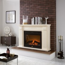 한스벽난로 전기벽난로 트라베(L)+장식장(고급형) 1300 4~5평 난방 전기온풍기 장작난로 전기히터 전기난로 페치카, 트라베 장식장세트 아이보리, 제주 지역