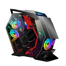 [해외] atx 컴퓨터 게임 케이스 섀시 특수 모양의 데스크탑 컴퓨터 메인 프레임 지원 pc 게이머 인클로저 용 m-atxitx 마더 보드, 검은 색