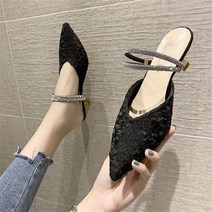 패션 하이힐 뾰족 샌들 반 슬리퍼 가을 여름 낮은 굽 샌들