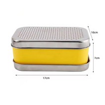 와사비강판 치즈 그레이터 감자전 강판 양면채칼 타원형 채칼 직사각형채칼, 04 스몰 사이즈 옐로 양면대패기+브러시