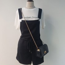 여성용 허리스트링 무지 멜빵반바지 점프수트 쭈리 포켓 여름반바지 꾸안꾸룩 동안룩 캐쥬얼룩