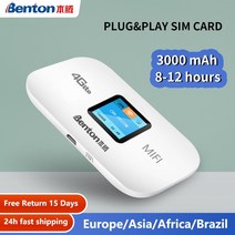 핸드폰 공유기 포켓와이파이 MINI wifi 3G 4G Usim Benton 라우터 미니 3g4g 잠금 해제 lte mifi pocket with sim card 무제한 인터넷, 3000mAh 배터리, 버전 1