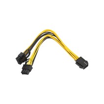 2pcs PCI-E 6 핀-2x6 + 2 핀 (6 핀/8 핀) 전원 분배기 케이블 PCIE PCI Express 그래픽 카드 6P-8 연장, 01 기타 _ 01 YELLOW