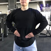 스포츠 긴팔 티셔츠 근육 남성 피트니스 바닥 셔츠 느슨한 대형 면화 통기성 철 스웨터 탄성 얇은 섹션