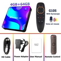 OTT셋톱박스 안드로이드 11 TV 셋탑박스 X88 프로 10 2.4G 5G 듀얼 와이파이 블루투스 4 기가 바이트 RAM 1, 09 4GB 64GB G10S_02 Eu 플러그