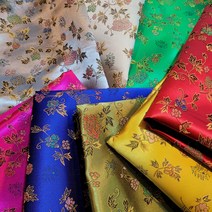 매화무늬 장미무늬 한복원단 칠색단(1/4마) 인형옷만들기 양단 조각보 규방공예 짜투리원단, 4.카키