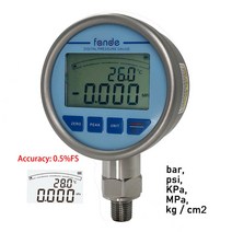 FANDE 디지털 유압 압력 게이지 온도 다이어프램 포함 316L LCD 스테인리스 스틸 가스 액체 연료, 06 0-40MPa_04 NPT1-4