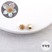 비즈아이 [7359-02]메탈팬던트(꽃수술납작도트원/부착형) 6mm (골드) [1개], 1개