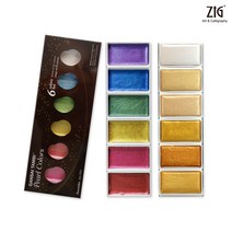 지그 쿠레타케 안채탐미 고체물감 6색세트/동양화물감, ZIG-MC20SC-6V 메탈릭골드
