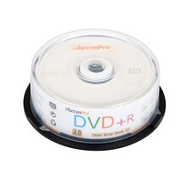 XtremPro DVD+R 16X 4.7GB 120분 녹음 가능한 DVD 25팩 빈 디스크 스핀들 - 11025