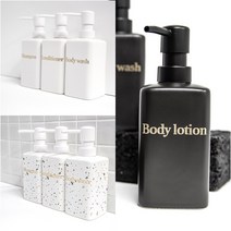 홈스토킹 욕실 디스펜서 화이트 골드 370ml 사각 도자기 샴푸통, 사각 테라조 골드 370ml, 라벨없음, 1개