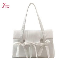 가방 블랙 리본 토트백 숄더 맥북 귀여운 파우치 노트북, 13.3인치, 화이트 리본 토트백