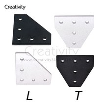 초정밀 5홀 90 도 조인트 보드 플레이트 코너 앵글 브래킷 연결 스트립 알루미늄 프로파일 3D 프린터 프레, 04 Black T