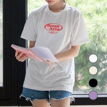 험블스튜디오 레터링 여성 오버핏 면 여름 반팔 티셔츠