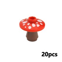 성인레고 중국 레고 커스텀 키링 식물 나무 잎 꽃 버섯 소나무 DIY 빌딩 블록 호환 잔디 부시 군 도시 친구 액세서리 잠금 부, 빨간 버섯 20pcs
