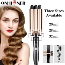 뿌리볼륨드라이 멀티스타일러 아이롱기 짧은머리고데기 202832mm 전문 컬링 아이언 세라믹 트리플 배럴 헤어 스타일러 헤어 웨이버 스타일링 도구 헤어 컬러 전기 컬링, 32mm, 유럽 ​​연합