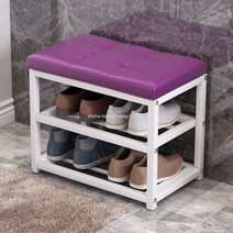 미니 벤치신발장 2단 신발수납 벤치형수납장 문 앞 걸상용 스툴, 50x45x30 가죽 퍼플
