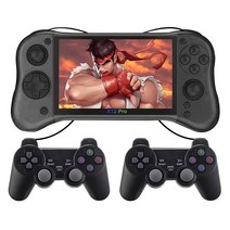 예스카모 YESKAMO 5.1인치 고화질 PSP 휴대용 레트로 게임기 2인 게임 지원, 블랙