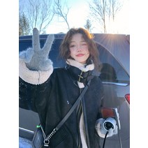 따뜻한 모피 아우터 라이더 보온 루즈핏 간절기 하이넥 양털카라 여성 하이넥 무스탕 자켓