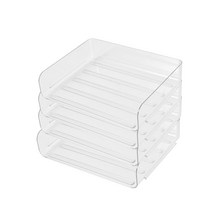 A4 가로 두어 3단 서류 트레이 레터 케이스 레터 트레이 북 등 수납 (4pcsset 클리어)